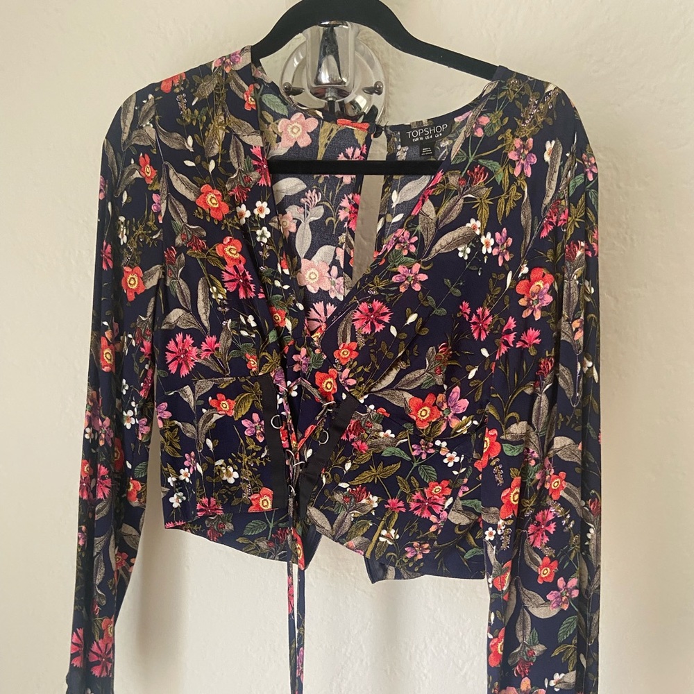 Topshop Floral Corset Top